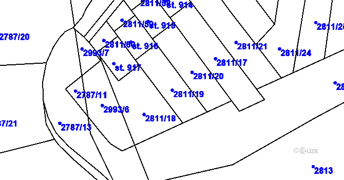Parcela st. 2811/19 v KÚ Teplá, Katastrální mapa