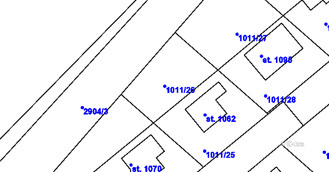 Parcela st. 1011/26 v KÚ Teplá, Katastrální mapa