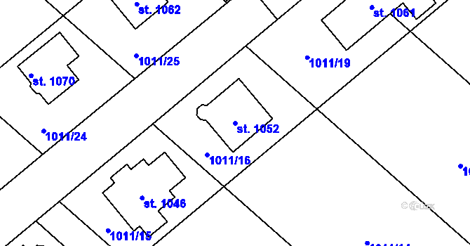 Parcela st. 1052 v KÚ Teplá, Katastrální mapa