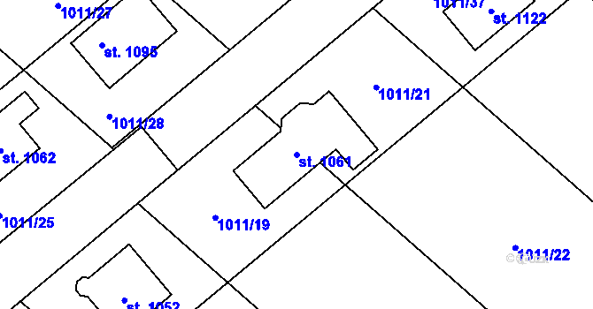 Parcela st. 1061 v KÚ Teplá, Katastrální mapa