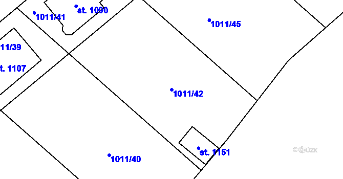 Parcela st. 1011/42 v KÚ Teplá, Katastrální mapa