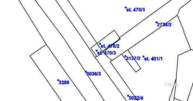 Parcela st. 470/3 v KÚ Teplá, Katastrální mapa