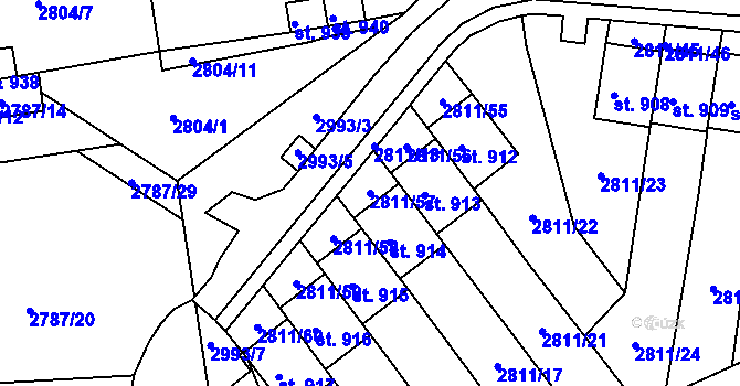 Parcela st. 2811/57 v KÚ Teplá, Katastrální mapa