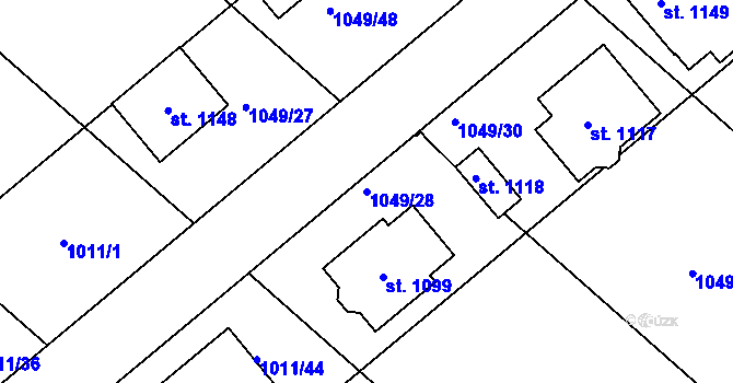 Parcela st. 1049/28 v KÚ Teplá, Katastrální mapa