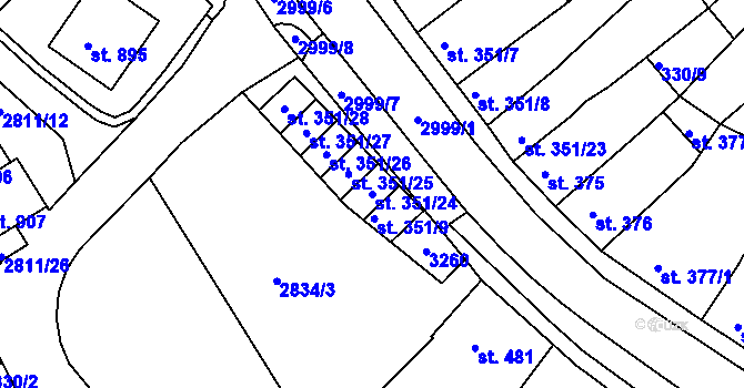 Parcela st. 351/24 v KÚ Teplá, Katastrální mapa