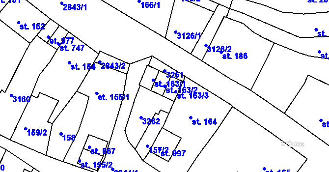 Parcela st. 163/2 v KÚ Teplá, Katastrální mapa