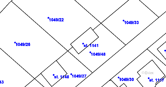 Parcela st. 1141 v KÚ Teplá, Katastrální mapa