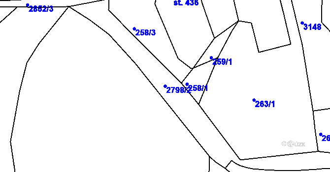 Parcela st. 2798/2 v KÚ Teplá, Katastrální mapa