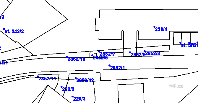 Parcela st. 2852/9 v KÚ Teplá, Katastrální mapa