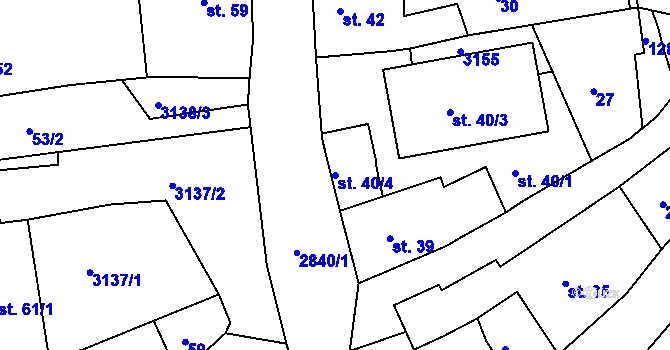 Parcela st. 40/4 v KÚ Teplá, Katastrální mapa