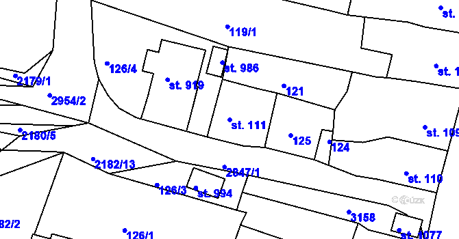 Parcela st. 111 v KÚ Teplá, Katastrální mapa