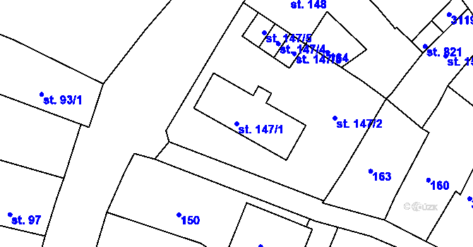 Parcela st. 147/1 v KÚ Teplá, Katastrální mapa