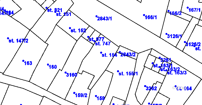 Parcela st. 154 v KÚ Teplá, Katastrální mapa