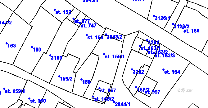 Parcela st. 155/1 v KÚ Teplá, Katastrální mapa