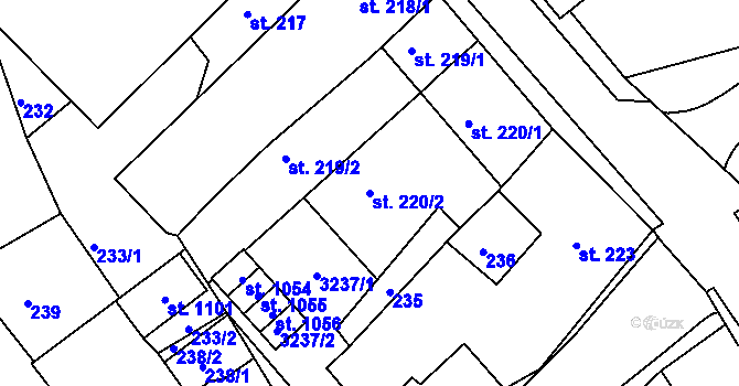 Parcela st. 220/2 v KÚ Teplá, Katastrální mapa