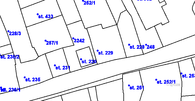 Parcela st. 229 v KÚ Teplá, Katastrální mapa