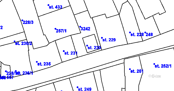 Parcela st. 230 v KÚ Teplá, Katastrální mapa
