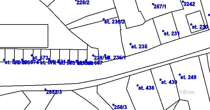 Parcela st. 236/1 v KÚ Teplá, Katastrální mapa