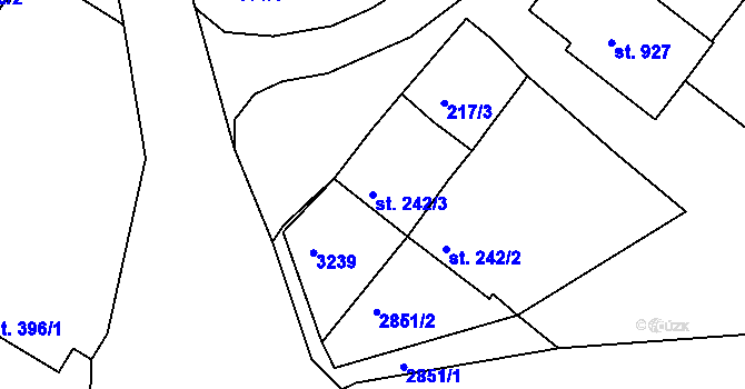 Parcela st. 242/3 v KÚ Teplá, Katastrální mapa
