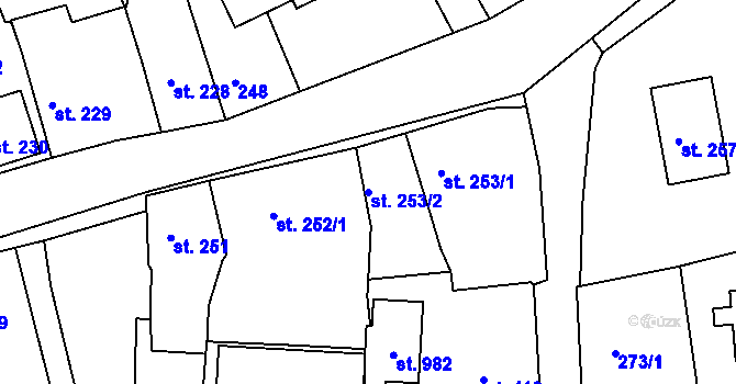 Parcela st. 253/2 v KÚ Teplá, Katastrální mapa
