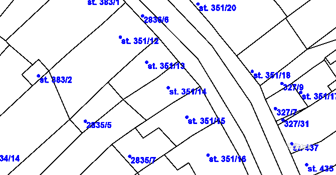 Parcela st. 351/14 v KÚ Teplá, Katastrální mapa