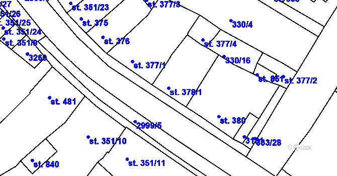 Parcela st. 378/1 v KÚ Teplá, Katastrální mapa