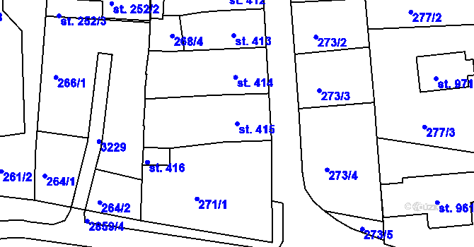 Parcela st. 415 v KÚ Teplá, Katastrální mapa