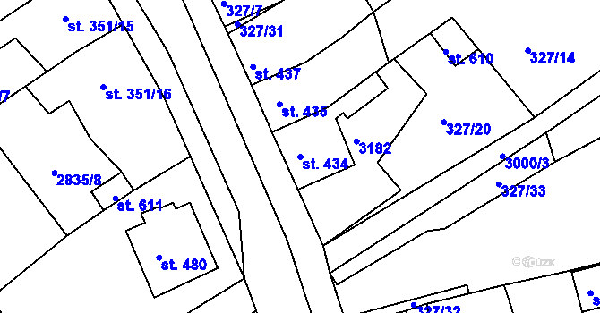 Parcela st. 434 v KÚ Teplá, Katastrální mapa