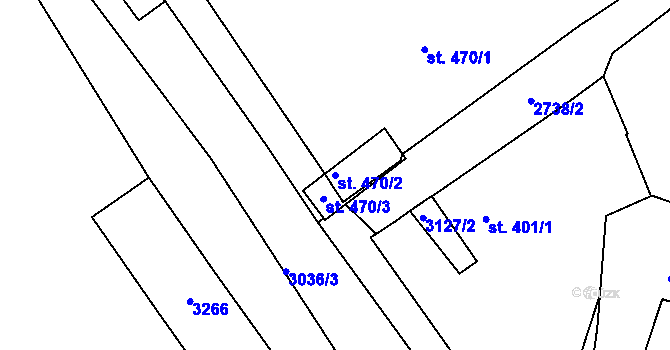 Parcela st. 470/2 v KÚ Teplá, Katastrální mapa