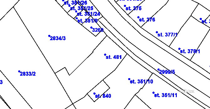 Parcela st. 481 v KÚ Teplá, Katastrální mapa