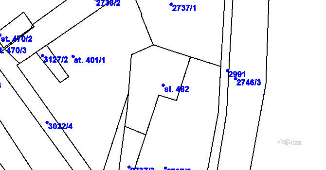 Parcela st. 482 v KÚ Teplá, Katastrální mapa