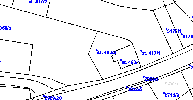 Parcela st. 483/2 v KÚ Teplá, Katastrální mapa