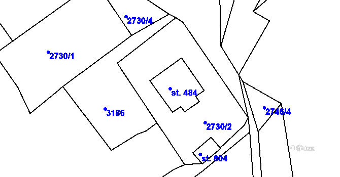 Parcela st. 484 v KÚ Teplá, Katastrální mapa