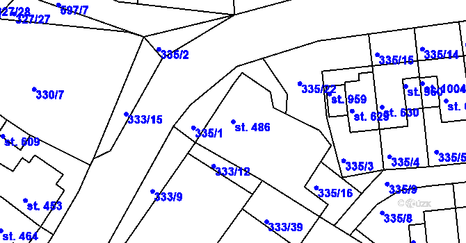 Parcela st. 486 v KÚ Teplá, Katastrální mapa