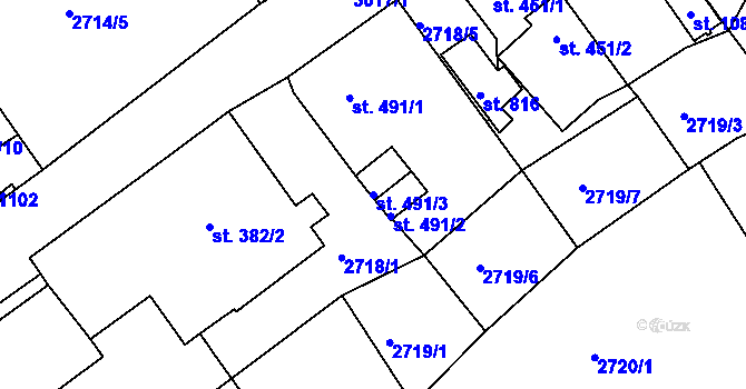 Parcela st. 491/3 v KÚ Teplá, Katastrální mapa