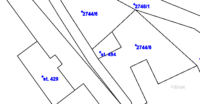 Parcela st. 494 v KÚ Teplá, Katastrální mapa