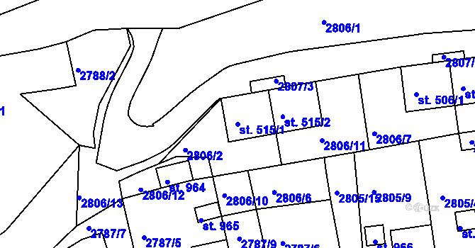 Parcela st. 515/1 v KÚ Teplá, Katastrální mapa
