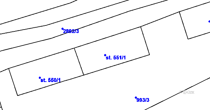 Parcela st. 551/1 v KÚ Teplá, Katastrální mapa