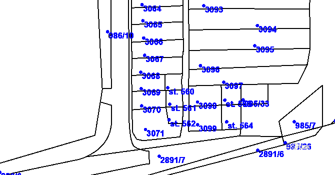 Parcela st. 560 v KÚ Teplá, Katastrální mapa
