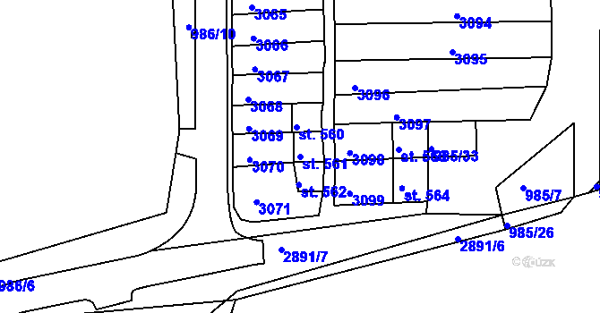 Parcela st. 561 v KÚ Teplá, Katastrální mapa