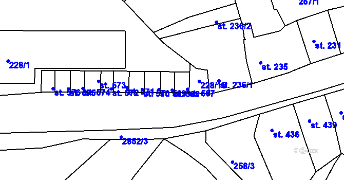 Parcela st. 568 v KÚ Teplá, Katastrální mapa