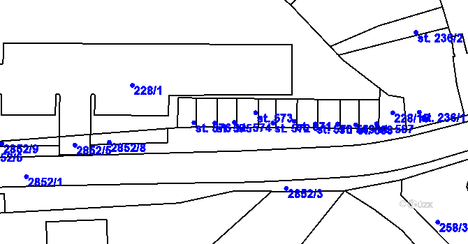Parcela st. 574 v KÚ Teplá, Katastrální mapa