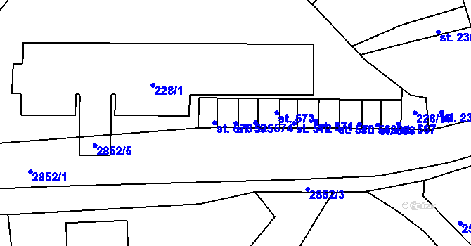 Parcela st. 575 v KÚ Teplá, Katastrální mapa