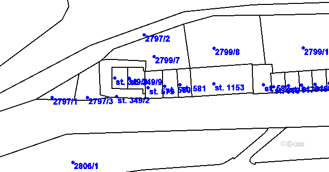 Parcela st. 580 v KÚ Teplá, Katastrální mapa
