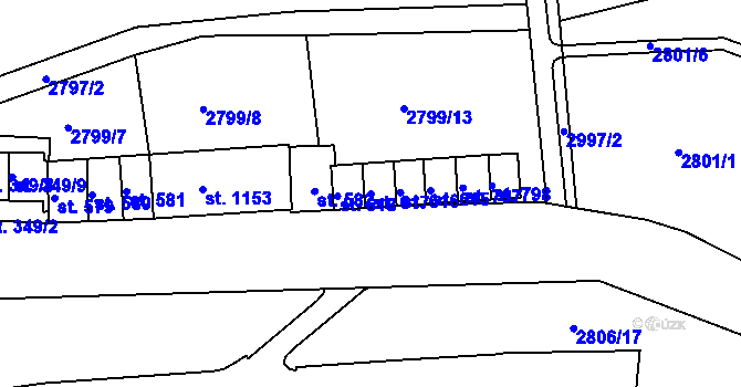 Parcela st. 617 v KÚ Teplá, Katastrální mapa