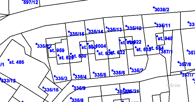 Parcela st. 631 v KÚ Teplá, Katastrální mapa
