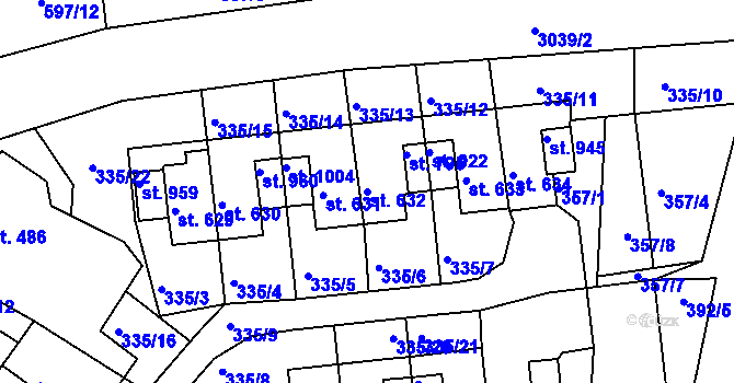 Parcela st. 632 v KÚ Teplá, Katastrální mapa