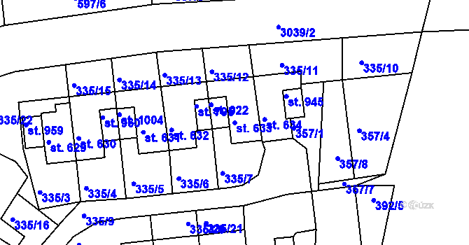 Parcela st. 633 v KÚ Teplá, Katastrální mapa