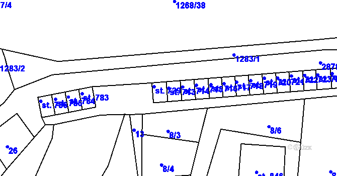 Parcela st. 713 v KÚ Teplá, Katastrální mapa