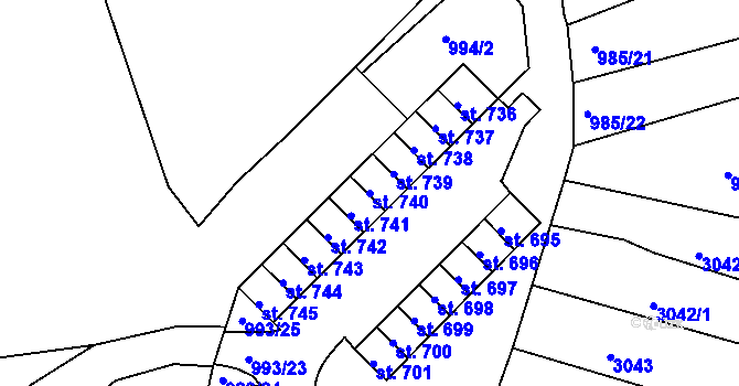 Parcela st. 740 v KÚ Teplá, Katastrální mapa